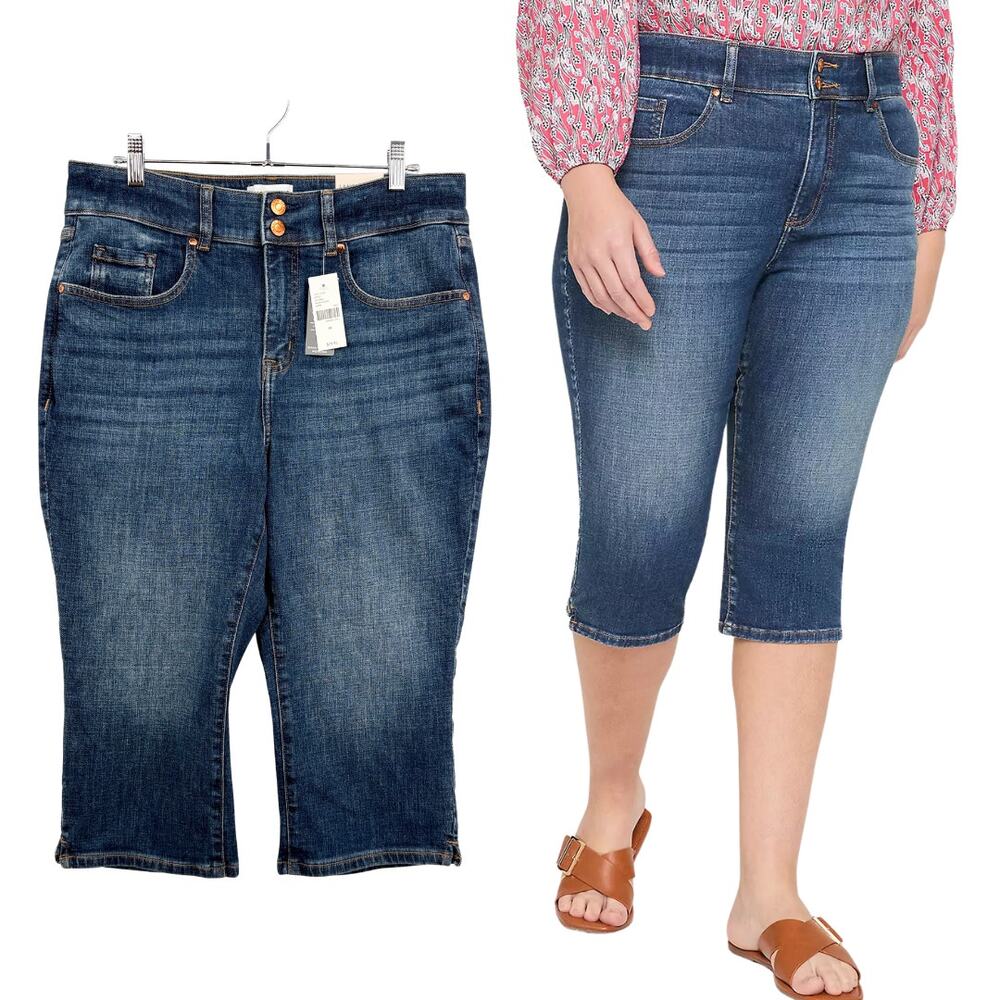 Lane Bryant Size 14 Tighter Tummy Fit High-Rise Pedal Jeans NEW Medium Wash